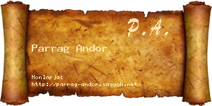 Parrag Andor névjegykártya